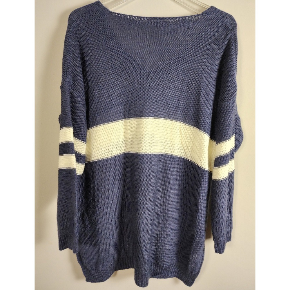 Wishlist‎ Womens Size S Blue Cream Stripe Long Sleeve Knit Sweater Academia - Picture 2 of 7